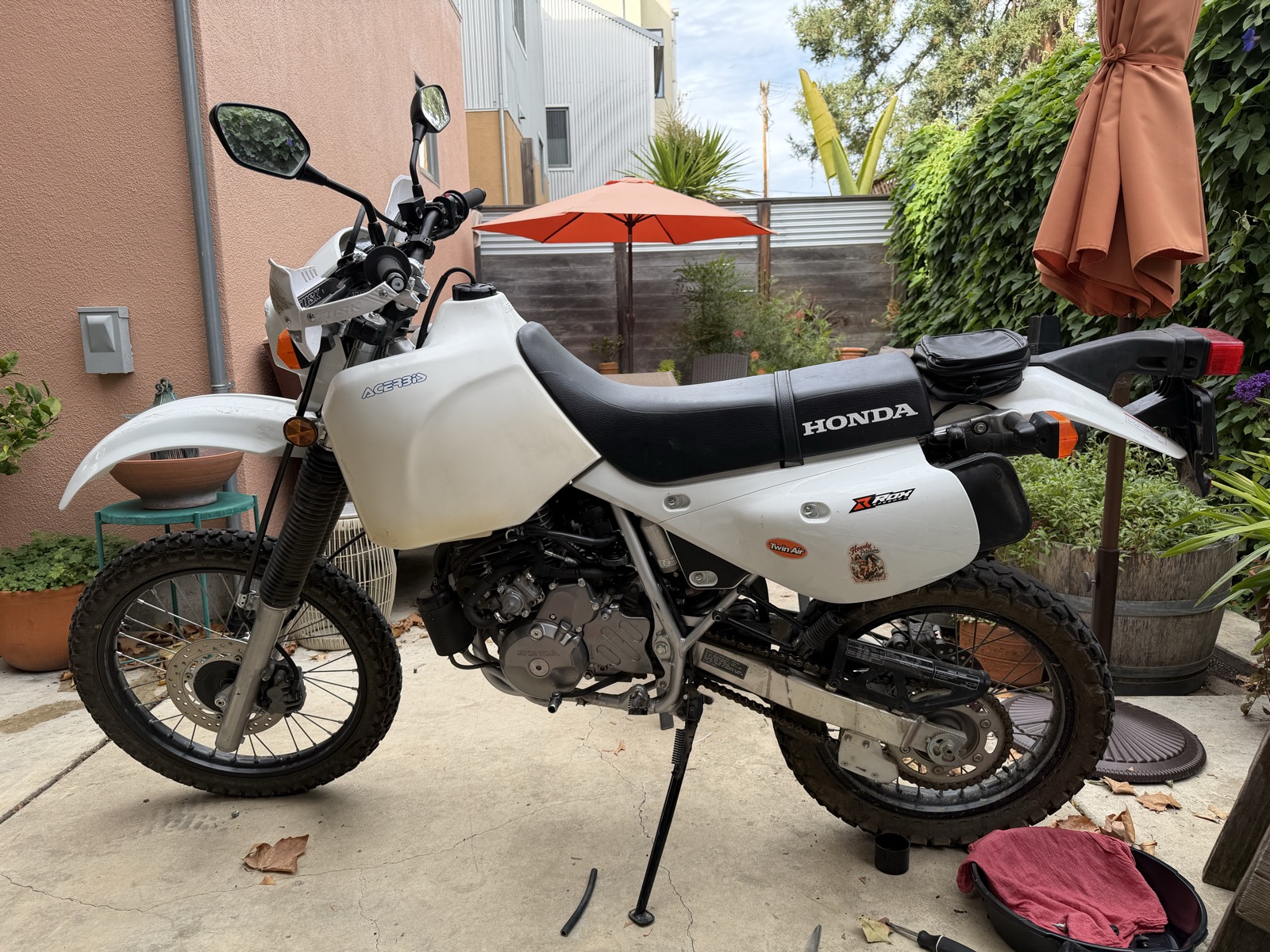 The finished build: the XR with its new Acerbis tank